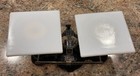 Antique Ohaus Beam Balance Cast Iron milk Glass Scale Pharmacy Apothecary