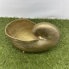 Lg Vintage Brass Nautilus Shell Bowl vase sculpture planter - Hollywood Regency