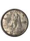 1955 Elizabeth Ii Silver Dime 10 Cent Coin Canada