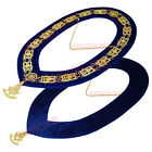 Masonic Past Master Metal Chain Collar Blue Backing   Free Jewel