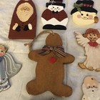 Christmas Primitive Ornaments Lot Of 25 Wood Hand Painted Vintage 80   s -90   s