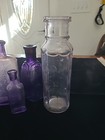Lot Of 5 Purple Amethyst Antique Vintage Condiment Bottles Jars 4 To 7 75 