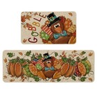  Turkey Thanksgiving Kitchen Mats Set Of 2  Gobble Pumpkin Maple Leaves Home 