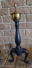 Set Of 2 Vintage Cast Iron   Brass Fireplace Andirons 17  