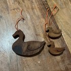3 Vintage Wooden Hand Carved Duck Ornaments