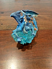 Summit Collection -- 7 In Blue Dragon On Teal Crystals   Resin Figurine