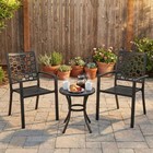 Aoodor 2pcs Patio Dining Chairs Stackable Metal High Back Chairs Set Black