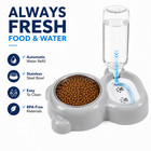 2 In 1 Dog Cat Food Water Bowl Automatic Water Dispenser Pet Feeder Gray