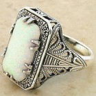 Deco Antique Style 925 Solid Sterling Silver Lab Opal Filigree Ring          628
