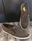 Michael Kors Women s Keaton Slip On Brown Leather Signature Logo Sz 8 5
