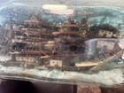 Vintage Ship In A Bottle Folk Art Sailing Ship Harbor Diorama Wood Stand