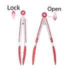 Stainless Steel  Kitchen Tongs With Red Silicon Tips Premium Quality - Set Of 2