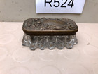 Antique vintage Beautiful Brass glass Casket Dresser Jewelry Box