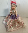 Vintage 1950s Hard Plastic Doll 8  Open shut Eyes Arms Head Move Pink Roses E23
