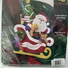 Vintage Bucilla 18  Felt Applique Stocking Kit 84758 Santa Sleigh Christmas