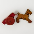 Vintage Lego Denmark Wooden Scottie Dog Pull Toy W  Wagon Trailer Red Wood