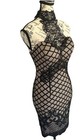 Women   s  Black Nude Lace Mesh Collar Mini Cocktail Dress  Sm Nwt Evening Wear 