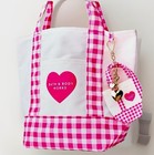 Bath   Body Works Pink Gingham Tote Bag   Matching Mini Keychain Charm Set      new