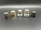 Antique Sterling Silver Enamel Thimble Lot 5pc Guilloche Rose Art Nouveau 17 07g