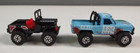 2 Vintage 1981 Matchbox Diecast Black Laredo Jeep   Teal Mountain Man 4x4 Truck