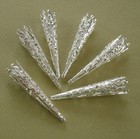 20-silver Plated Filigree Long Cone Bead Cap- 41x8mm 