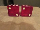 Amazing 1 15 16 In  Pair Of Vintage Jumbo Large Cherry Red Dice Translucent