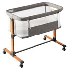 Rocking Baby Bassinet Bedside Sleeper Baby Crib Bassinets W lockable Wheels Gray