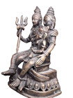 India 19th C Bronze Group Shiva Parvati And Ganesha