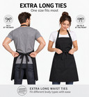 2 Pack Black Adjustable Bib Apron With 3 Pockets Extra Long Ties Unisex