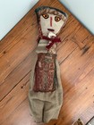 Large Vtg Chancay Style Folk Art Peruvian Hand Stitched Textile Burial Doll 23 h