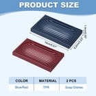 Soap Dish With Drainage  Self Draining Bar Soap Case Saver Grid Design  Blue red