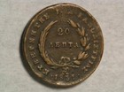 Coin  Greece  John Kapodistrias  20 Lepta  1831  Vf 25-30  copper