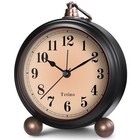 Analog Alarm Clock battery Powered Desk Clocks With Night Light silent Black
