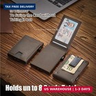 Leather Men Wallet Slim Pop Up Card Holder Rfid Blocking Smart Bifold Money Clip