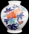 Antique Vintage Japanese Artia Iro Nabeshima Porcelain 8  Vase Flowers Signed