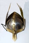 Medieval Viking Warrior Helmet Brass Trim Steel Armor Horned Helmet Larp Cosplay