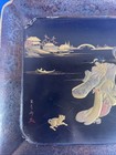 Lacquer 1900s Tray Couple Cat Kaga Maki-e Japanese Meiji Gold 16   