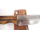 Vintage Hand Forged Bowie Camp Knife Full Tang Marked F1 Wood Handle Sheath