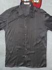 Gianni Viera Mens Silk Shirt Black Striped Button Up Made In Italy Work Sz M
