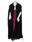 1970s Black Rayon Velvet Full Length Opera Cape I Cloak I Sz Lrg