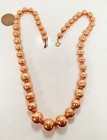 1 Vintage Graduated Copper Coated Acrylic Beaded 18  Brass Chain Necklace N278