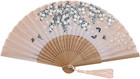 Xgakwd Folding Hand Fan With Tassel  Chinease japanese Handmade Silk Bamboo Hand