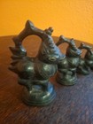 Burma old Antique Bronze Burmese Zoomorphic 5 Piece Opium Weight Set 