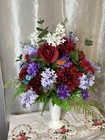Artificial Cemetery Flowers Vase Cemetery Grave Headstone Memorial Red Purple