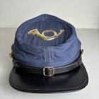 Civil War Reenactment Forage Cap Hat With Brass Bugle Emblem Men s L Navy Blue