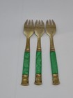 Vintage Green Bakelite Metal Flatware  Art Deco 3 Pcs  Mini Forks Pre-owned 