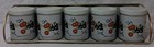 60s Meister Tin Litho 5 Spice Jars   Rack Flower   Bird Pattern Brazil Vtg Retro