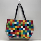 Karl Lagerfeld Paris Multi-color Checkerboard Tote Bag Large Silver Hardware