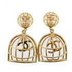 Chanel Used Birdcage Cc Logo Earrings Gold Clip-on 93a Authentic bu537 S