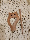Hand Crafted India Wooden Shawl Pin Knitting Surina Wooden Owl With Heart New